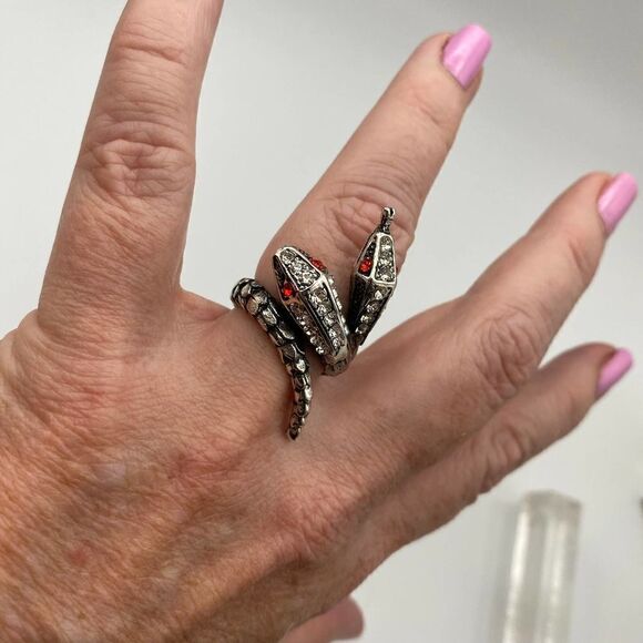 Amrita Singh Crystal Two-Head Snake Ring - Picture 8 of 8
